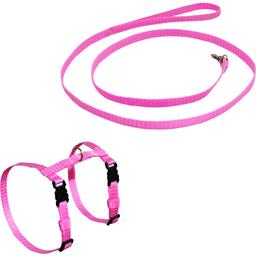Комплект капроновый Lucky Pet Н-образный, шлея 22-32х24-35х1 см + поводок, розовый