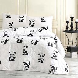 Покривало з наволочками Eponj Home B&W Panda, 220х200 см, білий з чорним (2000022170239)