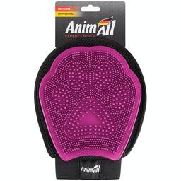 Массажная рукавица AnimAll Groom, для вычесывания шерсти кошек и собак, розовая