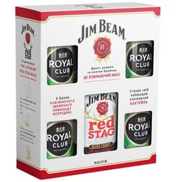 Віскі-лікер Jim Beam Red Stag Black Cherry, 32,5%, 0,7 л + 4 шт. Royal Club Ginger Ale 0,33 л