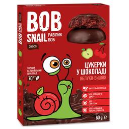 Натуральні цукерки Bob Snail Яблуко-Вишня у чорному шоколаді, 60 г