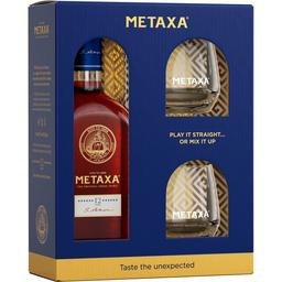 Набор бренди Metaxa 12 звезд 40% 0.7 л + 2 бокала в подарочной коробке