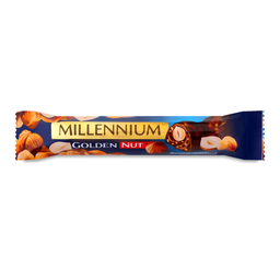 Шоколад молочний Millennium GoldenNut з цілісним горіхом, 40 г (576837)