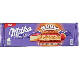 Шоколад молочный Milka, с чизкейком, клубникой и печеньем, 300 г (801767)