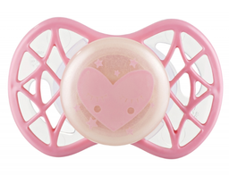 Силіконова ортодонтична пустушка Nuvita Air55 Cool Серце, світиться в темряві, 0+ міс., рожевий (NV7064GCR)