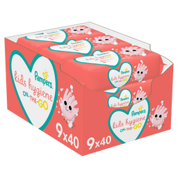 Набір дитячих вологих серветок Pampers Kids Hygiene On-The-Go, 360 шт. (9 упаковок по 40 шт.)
