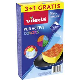 Губки кухонные для тефлона Vileda Pur Active Color, 3+1 шт. (4023103208049)
