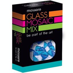 Стеклянная мозаика Mosaaro Mosaic mix: blue, white, glitter blue (MA5001)