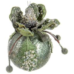 Ялинкова прикраса Lefard Куля з магнолією, 9,5 см, зелений (66-150)