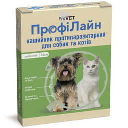 Нашийник для котів та собак ProVET ПрофіЛайн, від зовнішніх паразитів, 35 см, зелений (PR241017)