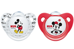 Пустышка силиконовая Nuk Trendline Disney Mickey, ортодонтическая, 6-18 мес., красный с белым, 2 шт. (3952950)