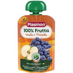 Пюре Plasmon Merenda 100% Frutta Яблоко и черника с витаминами, 100 г
