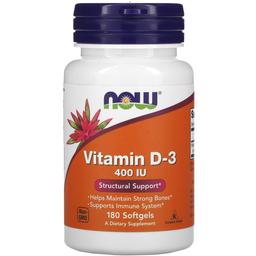 Вітамін D-3 Now Foods 400 МО 180 гелевих капсул