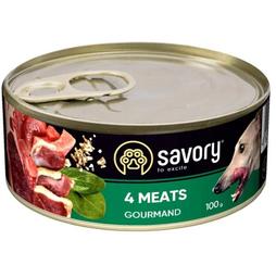 Влажный корм для взрослых собак всех пород Savory Dog Gourmand, 4 мяса, 100 г