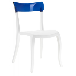 Стул Papatya Hera-S, белое сиденье, верх прозрачно-синий (398961)