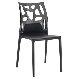 Стілець Papatya Ego-Rock, чорне сидіння, верх прозоро-димчастий (388566)