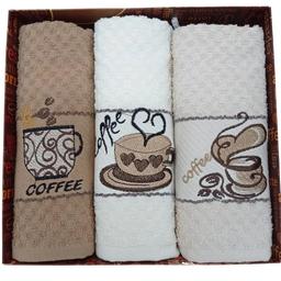 Набір вафельних рушників Ceylin's Coffee, з вишивкою, 60х40 см, 3 шт. (08-73707)