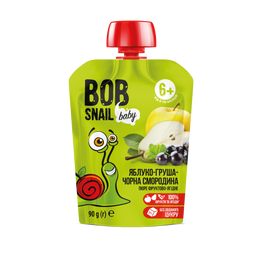 Пюре фруктовое Bob Snail Яблоко-Груша-Черная смородина, гомогенизированное, 90 г (911680)