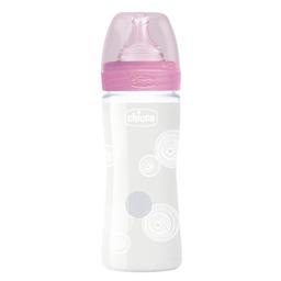 Бутылочка для кормления Chicco Well-Being Physio с силиконовой соской, 240 мл, розовый (28721.10)