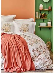 Набор постельное белье с пледом Karaca Home Elsira blush 2020-1, евро, персиковый, 7 предметов (svt-2000022238724)