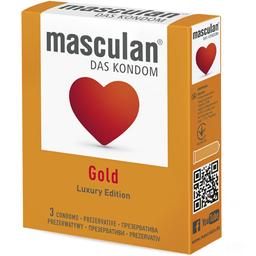 Презервативы Masculan Gold золотого цвета 3 шт.