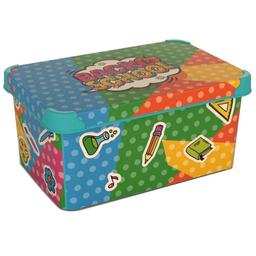 Коробка Qutu Style Box Back to School, з кришкою, 10 л, 16х23х34.5 см, різнокольорова (STYLE BOX з/кр. BACK TO SCHOOL 10л.)