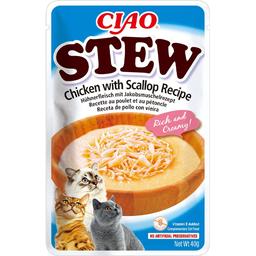 Влажный корм для кошек Inaba Ciao Churu Stew с тушеной курицей и морским гребешком 40 г