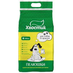 Пелюшки для собак та цуценят Хвостик, одноразові, 56х56 см, 100 шт.