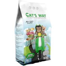 Бентонитовый наполнитель для кошачьего туалета Cat's Way, алоэ вера, зеленые гранулы, 10 л