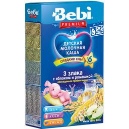 Молочна каша Bebi Premium 3 злаки з яблуком і ромашкою 200 г