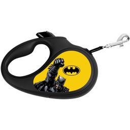 Поводок-рулетка для собак Waudog R-leash Бэтмен Желтый, светоотражающий, M, до 25 кг, 5 м, черный