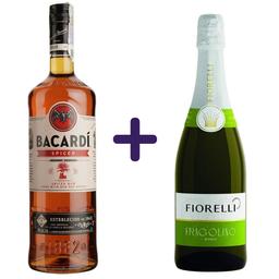 Набір: Ром Bacardi Spiced 40% 1 л + Напій винний Fiorelli Fragolino Bianco білий солодкий 0.75 л