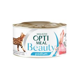 Дополнительный влажный корм для кошек Optimeal Beauty Podium Полосатый тунец в соусе с кольцами кальмаров, 70 г (B2782201)