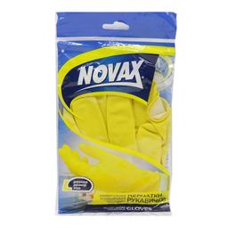 Перчатки хозяйственные Novax латексные, с хлопковым напылением, L, 1 пара, желтые