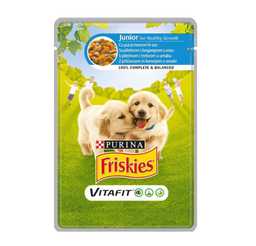 Влажный корм для щенков Friskies, кусочки в подливке с курицей и морковкой, 100 г