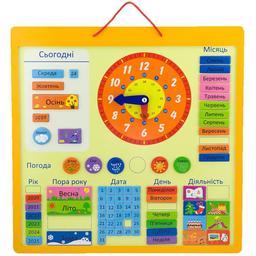 Магнитный календарь Viga Toys с часами, на украинском языке (50377U)