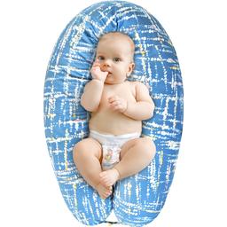 Подушка для беременных и кормления Papaella U-образной формы с пуговицей, 30х190 см, акварель деним