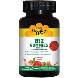 Вітамін В12 Country Life Strawberry Flavor 850 мг 60 жувальних цукерок