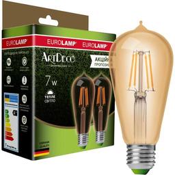Светодиодная лампа Eurolamp LED Deco, ST64, 7W, E27, 2700K, 2 шт. (MLP-LED-ST64-07273(Amber))