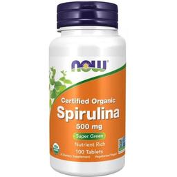 Спирулина Now Foods Spirulina сертифицированная органическая 500 мг 100 таблеток