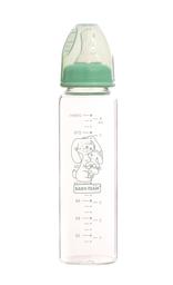 Бутылочка для кормления Baby Team, стеклянная, 250 мл, зеленый (1211_зайчик)