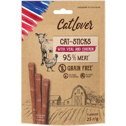 Ласощі для котів CatLover Sticks veal chicken, з телятиною та куркою, 25 г (5 паличок по 5 г)
