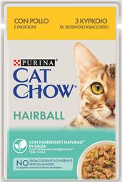 Влажный корм для кошек для уменьшения образования шариков шерсти в пищеварительном тракте Cat Chow Hairball Control кусочки в соусе с курицей и зеленой фасолью 85 г