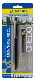 Олівець механічний Buromax CREDO, з гумкою і змінними стрижнями, HB, 0,5 мм (ВM.8655-55)