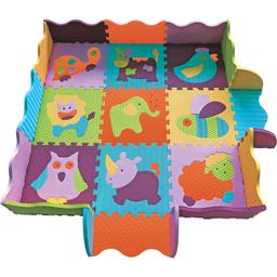 Дитячий розвиваючий ігровий килимок-пазл Baby Great Веселий зоопарк, з бортиком, 122х122 см (GB-M129А2Е)