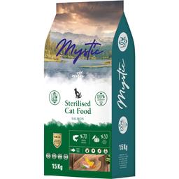 Сухой корм для взрослых стерилизованных кошек Mystic с лососем, 15 кг