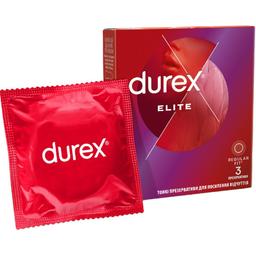 Презервативы латексные с силиконовой смазкой Durex Elite, тонкие, 3 шт. (8157120)