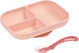 Набір Beaba Babycook порційна тарілка + ложка, рожевий (913456)