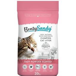 Наполнитель для кошачьего туалета Benty Sandy Baby Powder Scented бентонитовый с ароматом детской присыпки цветные гранулы 20 л