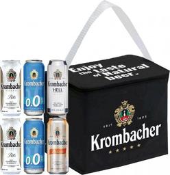 Набір: пиво Krombacher Pils 0.5 л + Krombacher Hell 0.5 л + Krombacher Weizen 0.5 л + Krombacher Pils б/а 0.5 л + термосумка